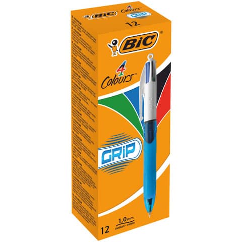 Penna a sfera a scatto BIC 4 Colours Grip M 1 mm - 4 colori di scrittura assortiti - 8871361